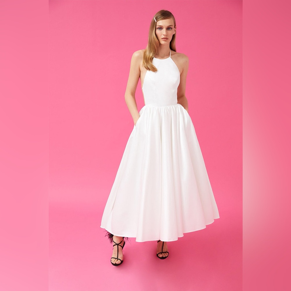 Elegant White Halter Dress